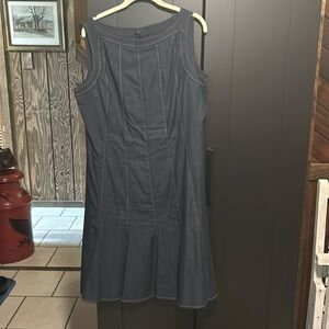 Dark navy denim, flared bottom